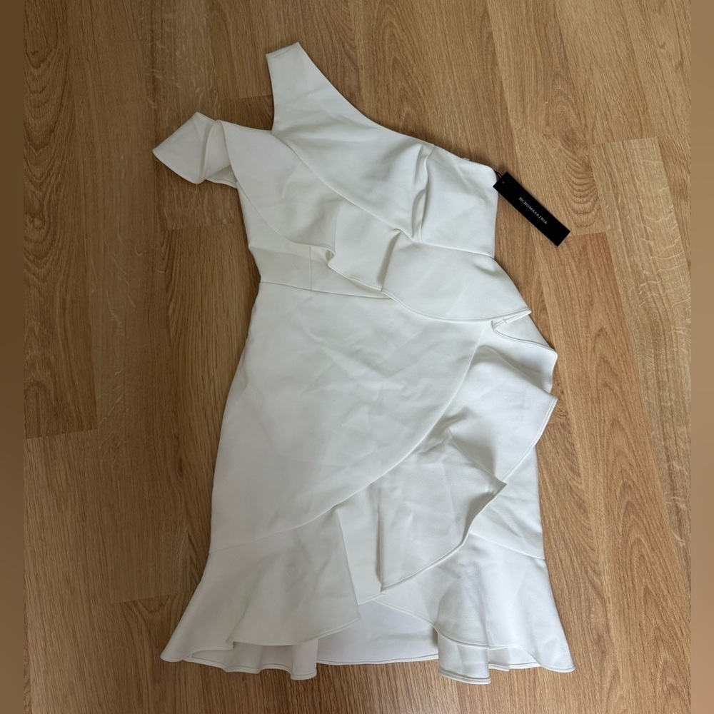 BCBGMAXAZRIA One Shoulder Ruffled Tulip Mini Dress Size 0 NWT $350 - Picture 1 of 8